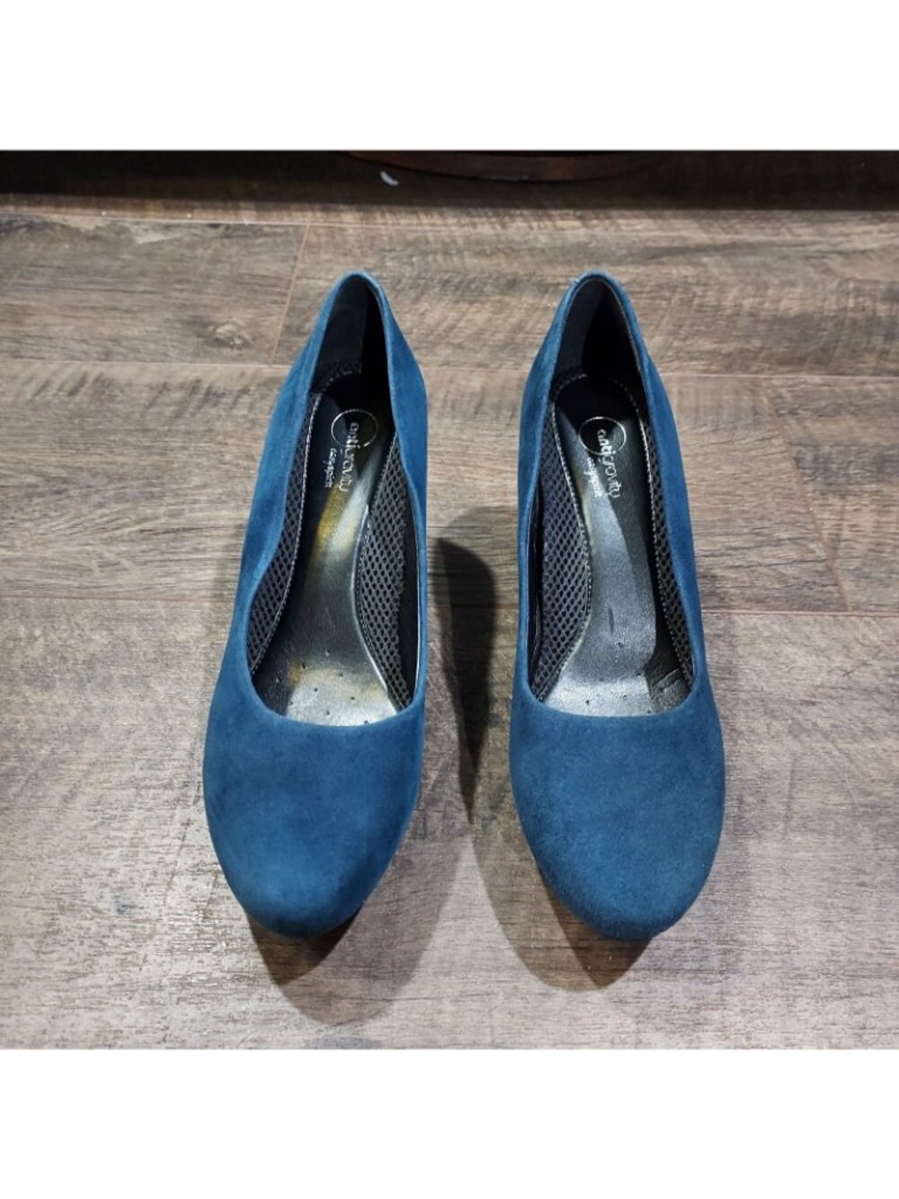 Shoes Easy Spirit Blue Suede 3 Inch High Heel Pumps Anti Gravity USA Size 7.5 - Picture 9 of 13
